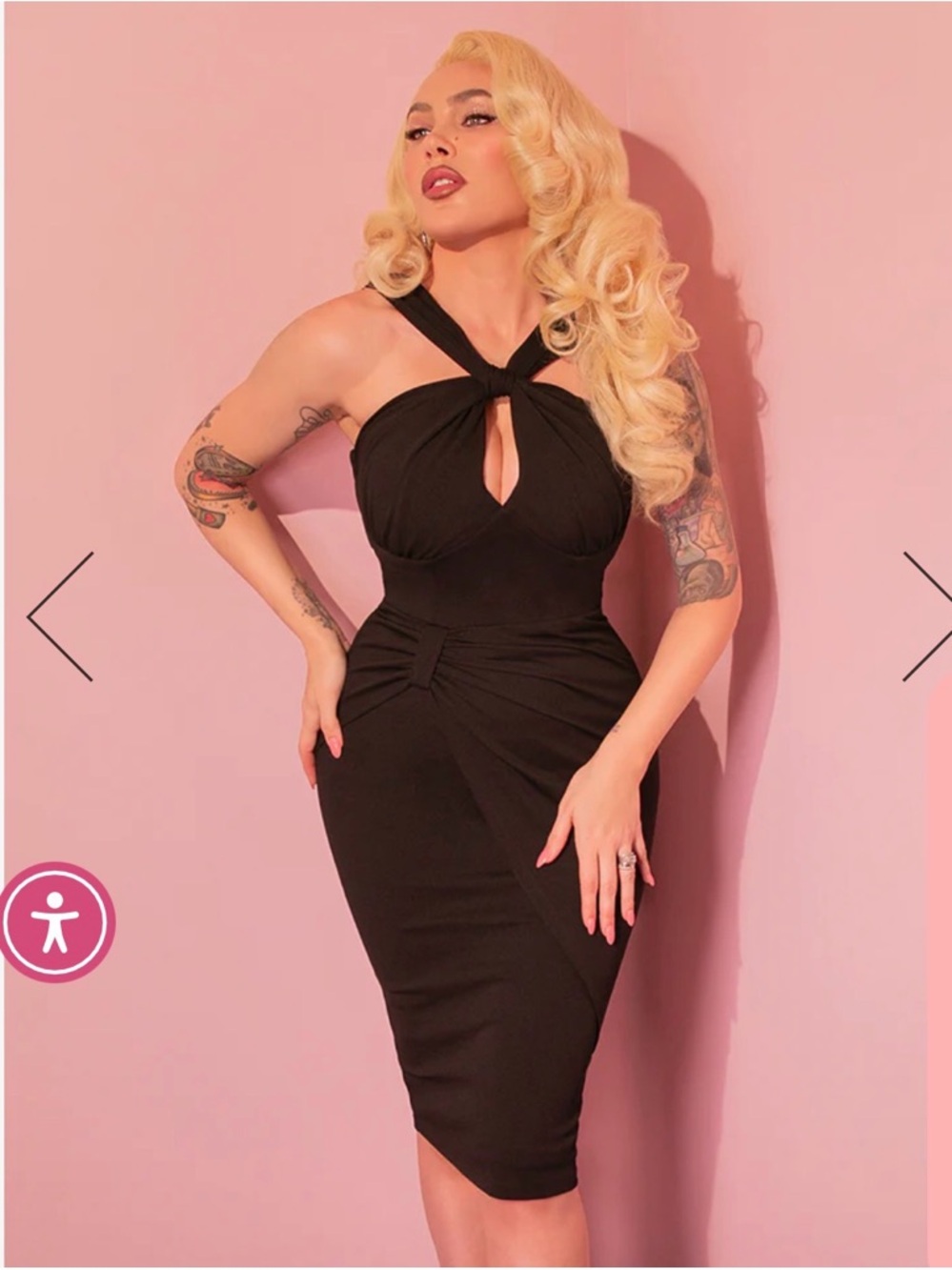 Vixen Micheline Pitt GOLDEN ERA WIGGLE DRESS IN BLACK L